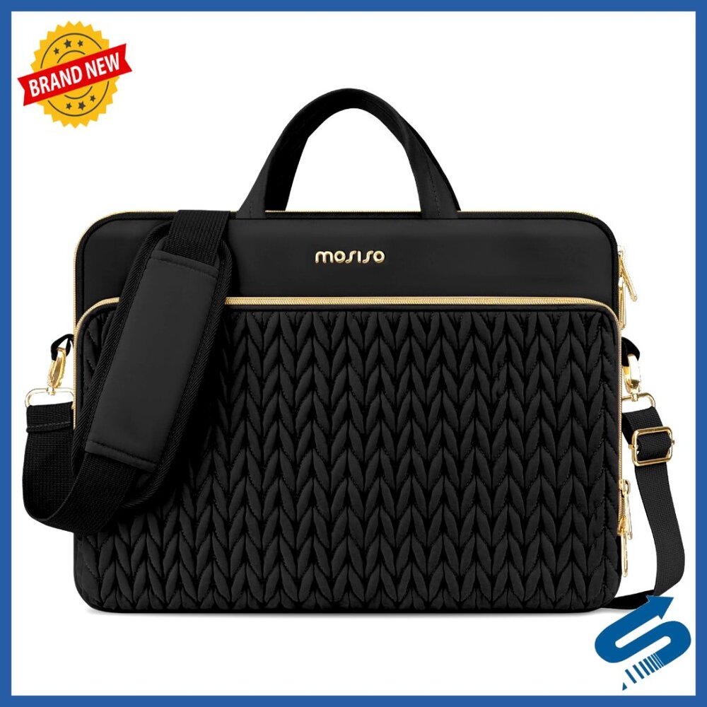 Quilted Messenger Bag Laptop Shoulder Bag Slim Lightweight Business Travel